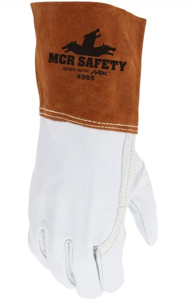 Leather Welding Work Gloves Competitive Value Top Cow Grain Leather 4 Inch Split Leather Gauntlet Cuff (1 Pair)