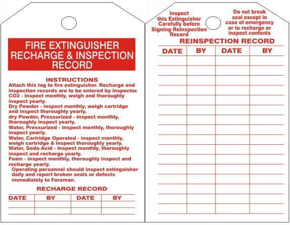 Fire Extinguisher Tags – Weatherproof, 25/Pack — ASA Safety Supply