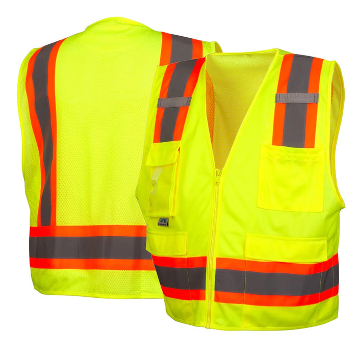 Pyramex RVZ2410CP Two Tone Surveyor Type R Class 2 Lime Mesh Safety Vest