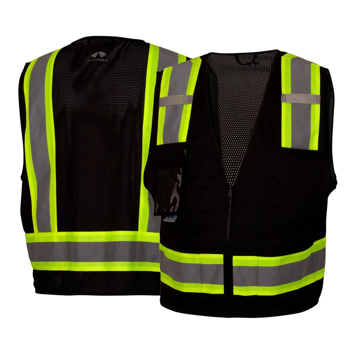 Pyramex RVZ2411CP Two Tone Surveyor Type 0 Class 1 Black Polyester Mesh Safety Vest