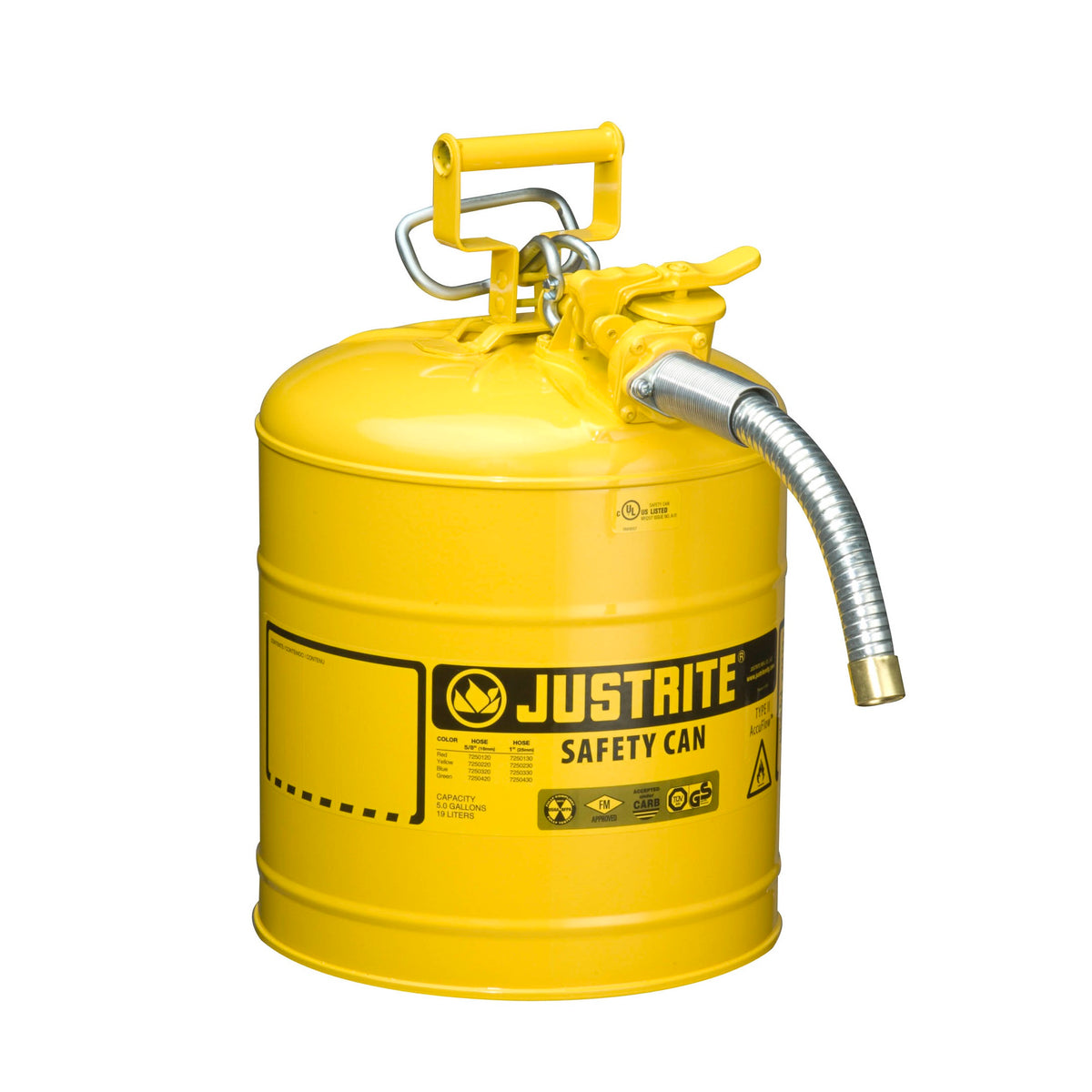 Justrite 7250230 Type II AccuFlow Steel Safety Can for Flammables, Die ...